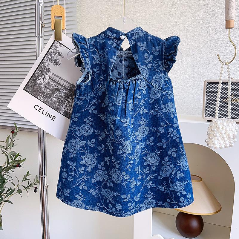 Girls' Retro Qipao Dress with Frog Buttons and Fly Sleeves - GC0191