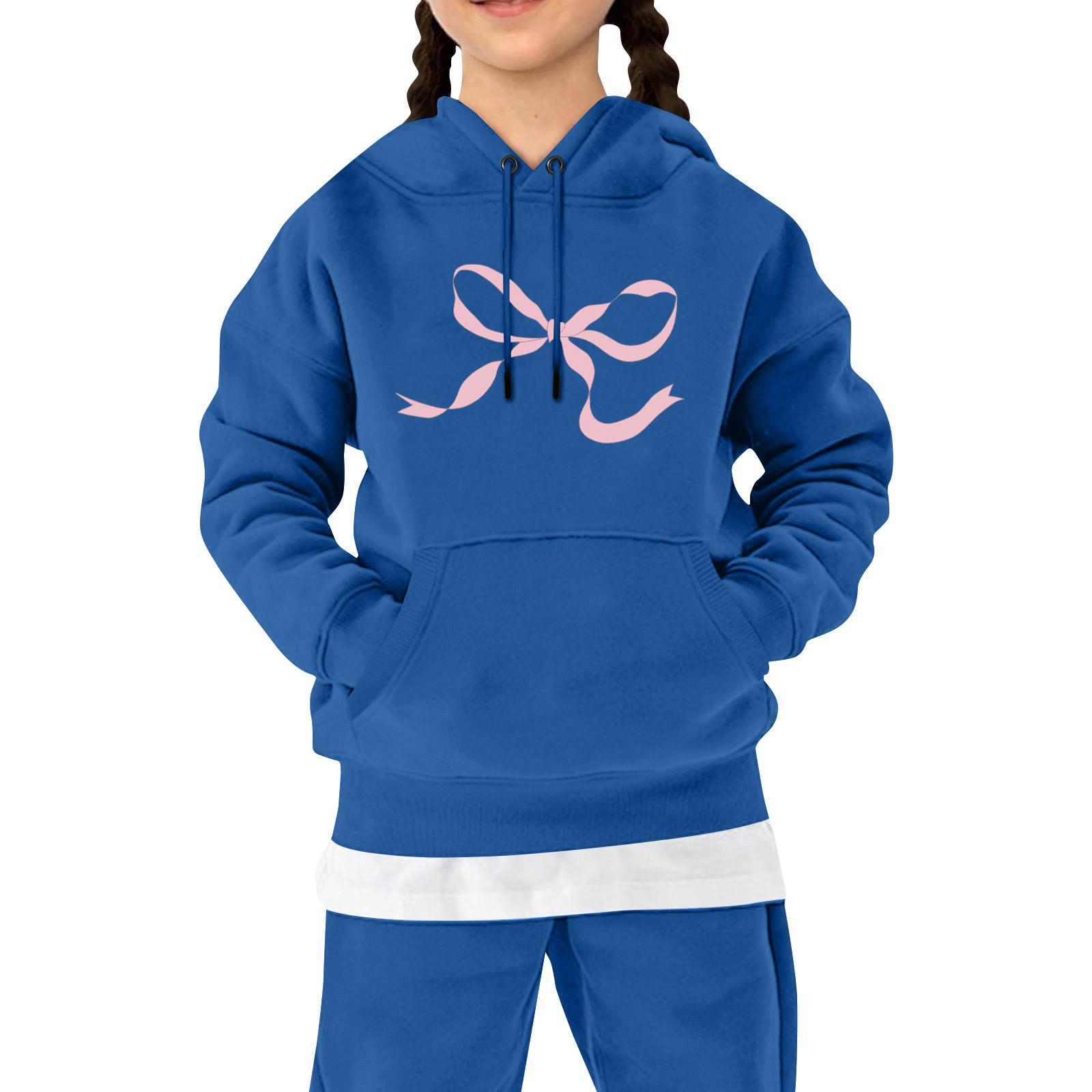 

Детская повседневная толстовка с капюшоном и принтом банта 110 синий