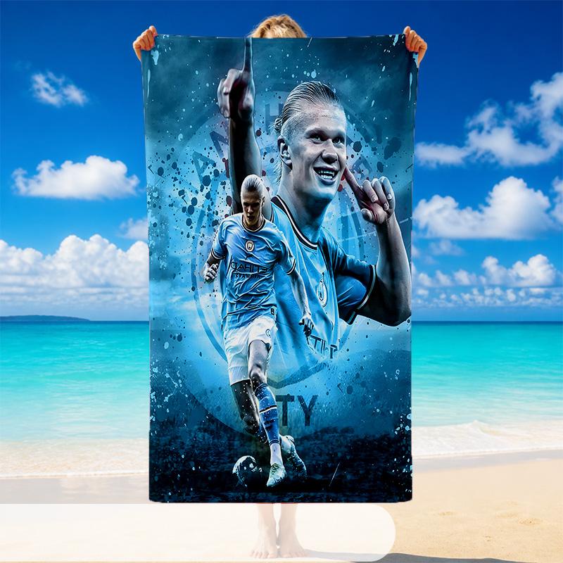 Quick Dry Beach Towel Erling Haaland Pattern, Lightweight Absorbent Towel for Pool Beach Vacation Use