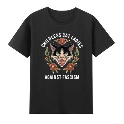 Childless Cat Ladies Against Fascism Funny Cat Feminist Tshirt