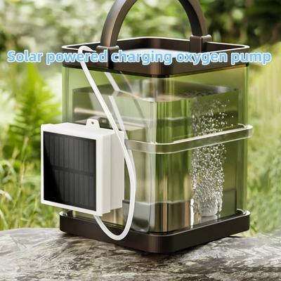 Multifunction ABS Solar Oxygen Pump Five-Speed Solar Powered Oxygen Generator Adjustable Ultra-quiet Oxygen Compressor Aquarium