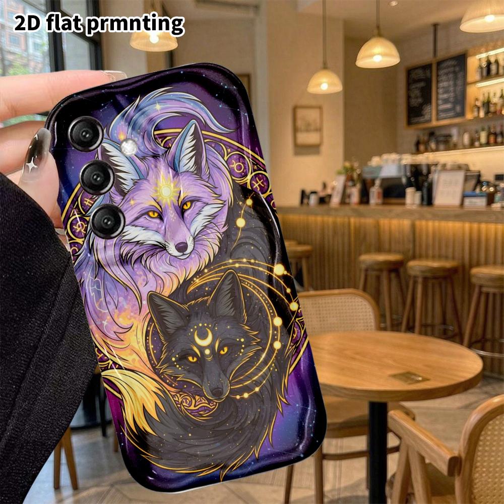Phone Case: 2D Flat Samsung Galaxy A34 A35 M05 M06 S20 S22 S21 FE Plus 5G Protective Case, Sun, Moon, and Twin Star Fox, Christmas and Halloween Gift