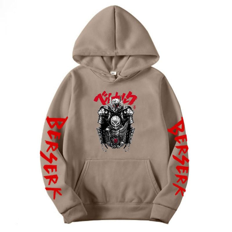 Berserk Anime Hooded Fleece Sweatshirt Men Unisex Streetwear Oversized Pullover Casual Sportswear
