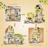 Mini Street View Building Blocks Bear Coffee Shop Foldable Panda Milk Tea Cartoon Street Shop Store Model Bricks Stacking High Quality