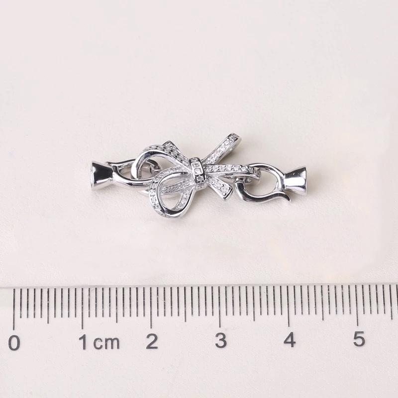 14K Gold-Filled Rose-Shaped Bow Zirconia Pearl Necklace Clasp Connector