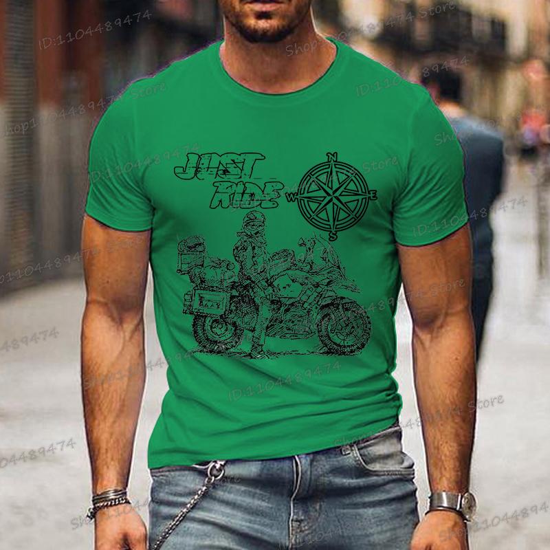 Just Ride Motorrad GS Adventure mit Kompassdruck T-Shirt Herren Mode Sommer T-Shirts Street Style Motorrad Herren T-Shirts