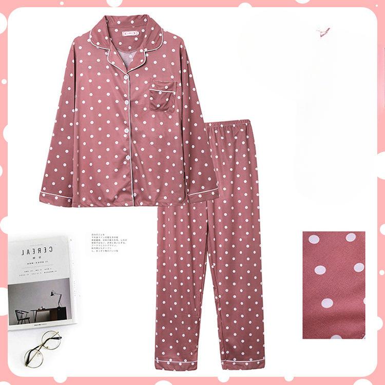 Women's Spring Autumn Home Furnishing Pajamas Sleepwear Set Long Sleeve Pants Set Casual Breathable Sleep Home Furnishing