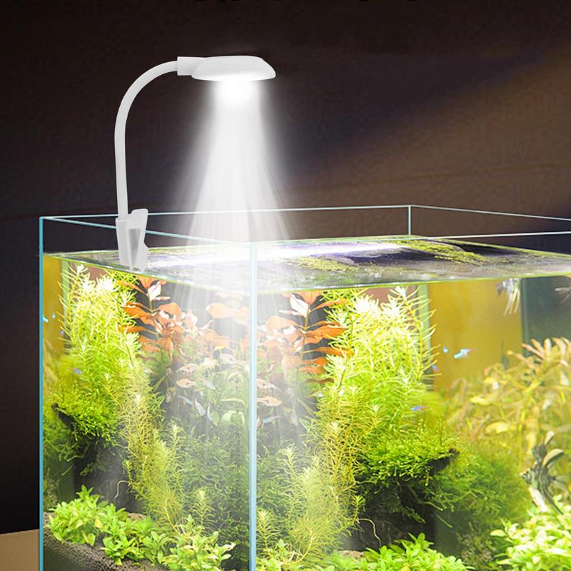 Clip On Aquarium Light LED Aquarium Light Fish Tank Lamp Adjustable Clamp 360 Degree Flexible Waterproof Aquarium Light Plant