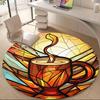 1pc Coffee Cup Office Round Area Rug, Indoor Mat Suitable ForOffice, Under Office Chairs Bedroom Living Room Home Decor, D124