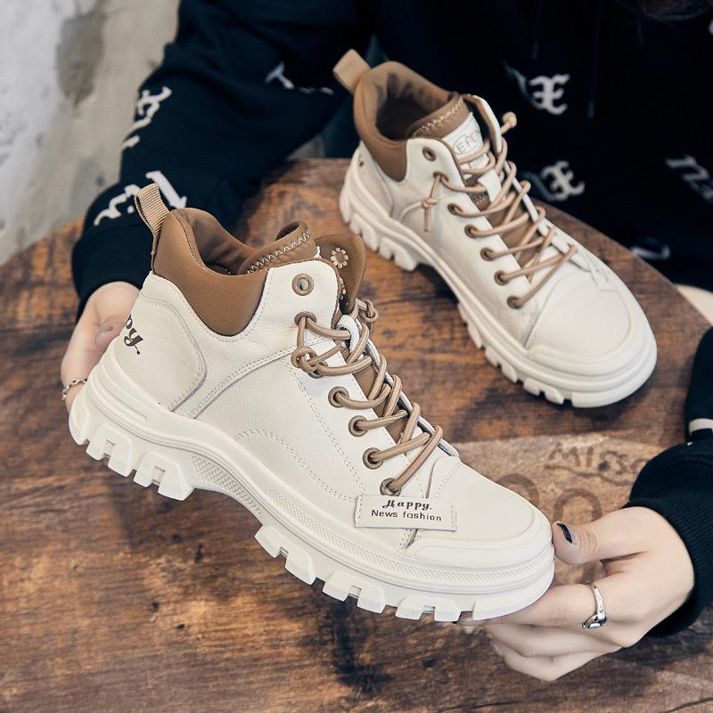 Fashion GKTINOO 2025 Autumn Winter Shoes Genuine Leather Sneakers Fashion Boots for Women Thick Sole Women Ankle Boots Ladies Botas
