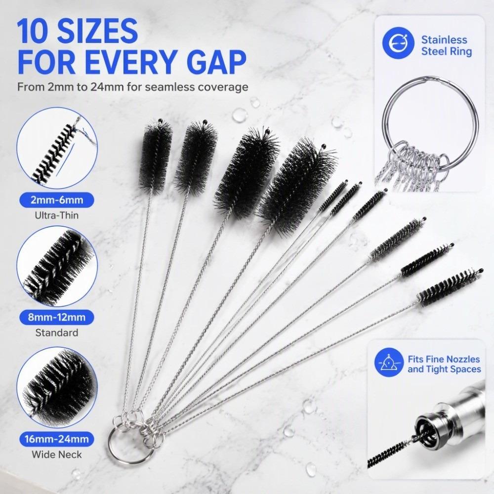 Stainless Steel Handle Bottle Cleaning Brush Nylon Brush Tube Brush  For Sippy Cups