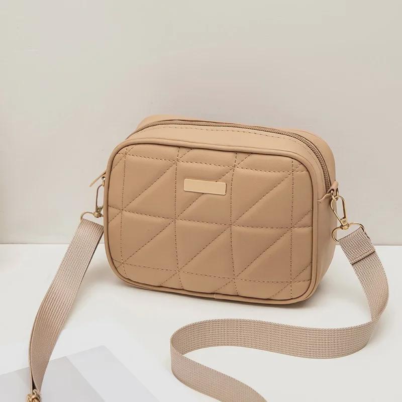 

Сумка для фотоаппарата через плечо с треугольной вышивкой 2024 года с ремешком-лентой хаки