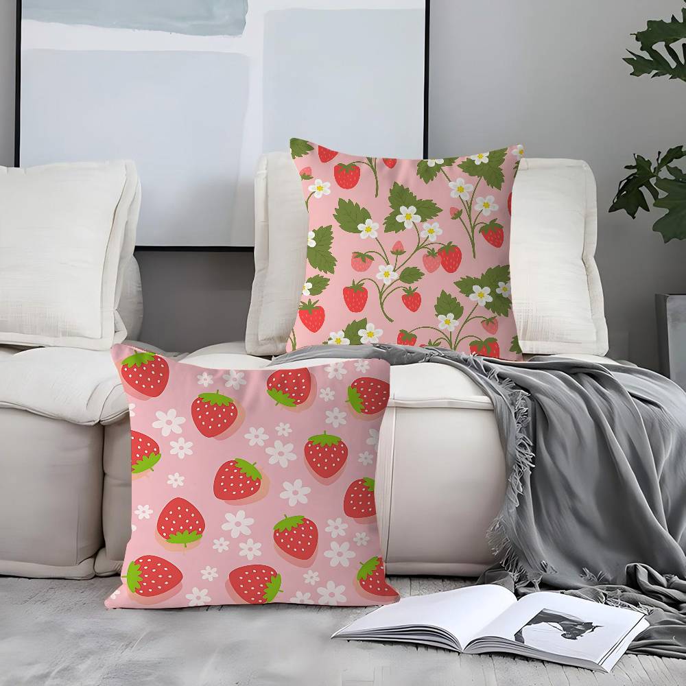 S-strawberry Cute Kawaii Cushion Cover Inches Farmhouse Decor Home Throw Pillow Covers For Couch Decorations