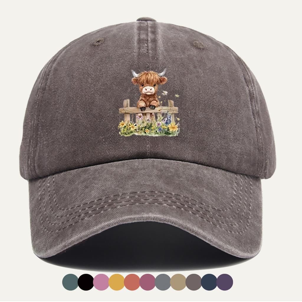 Pc Cartoon Calf Fence Print Baseball Cap Cute Animal Pattern Fashionable Individual Design Comfortable Breathable Duckbill Cap