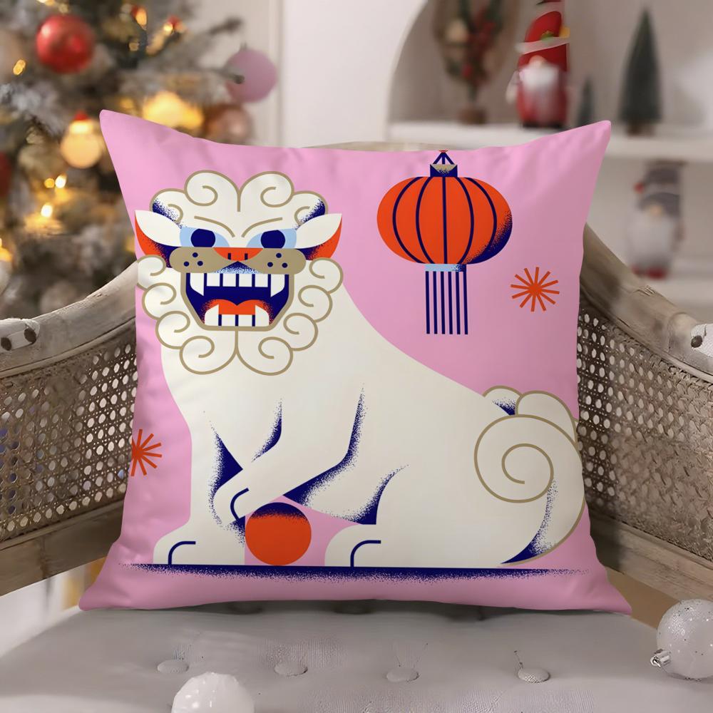 Japanese Traditional Shrine Ritual Prints Pillow Case Comfort Sofa Bed Silky Elegant Invisible Zipper Decorative Cushion Cover