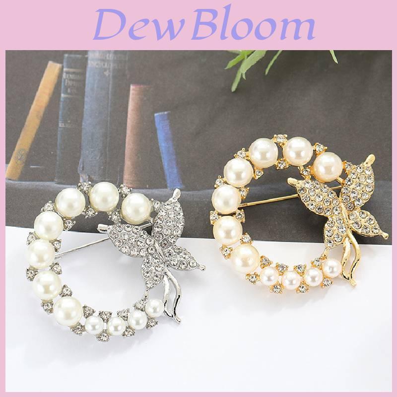 Butterfly Brooch With Alloy Rhinestones And Pearls For Women Fashionable And Artistic