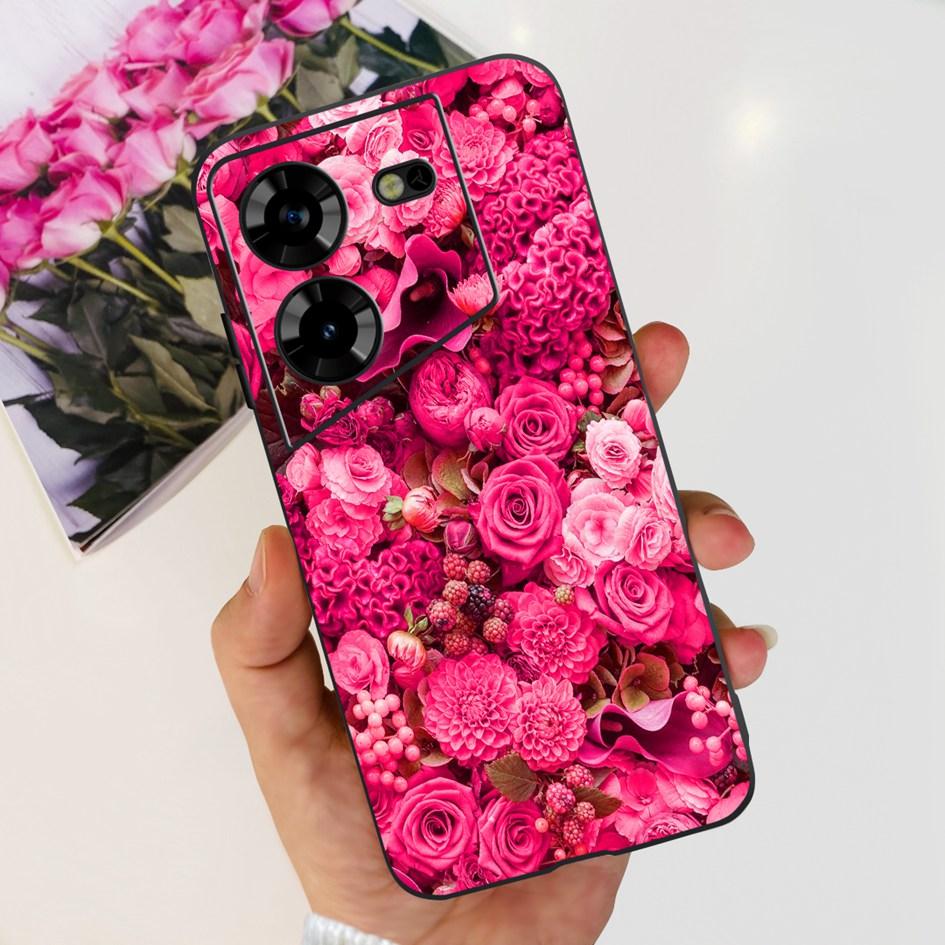 For Tecno Pova 5 2023 Case LH7n Fashion Butterly Flower Soft Silicone Phone Back Cover For Tecno Pova 5 4G Funda on Pova5 Bumper