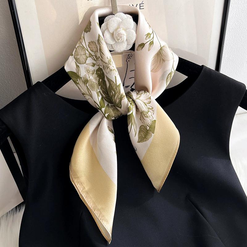 100% Nature Silk Scarf Women Neck Square Headband Scarves Bandana Fashion Hijab Poncho Scarves Pashmina  Female Foulard 53cm