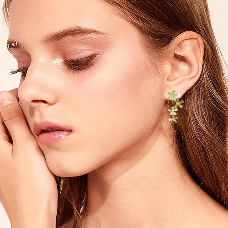 New Exquisite Zircon Flower Drop Earrings For Women Korean Elegant Luxury Long Tassel Earring Girls Party Temperament Jewelry