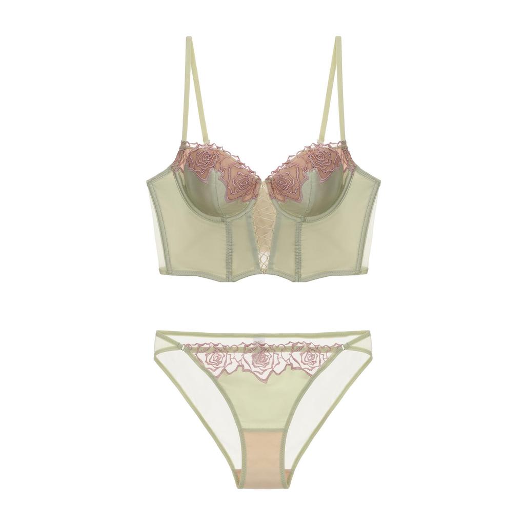 Retro Rose Korsettweste & BH-Set – Europäischer & Amerikanischer Taillenformer, Longline Französisches Design für Damen