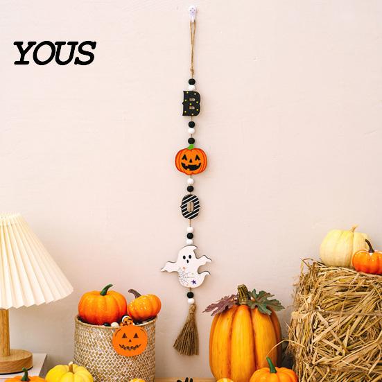 Dessert Table Edge Ornament Halloween Beaded Hanging Sign, Witch Pumpkin Bat Pendant Garland for Resin Witches Pumpkins Bats Decor Door, Spooky