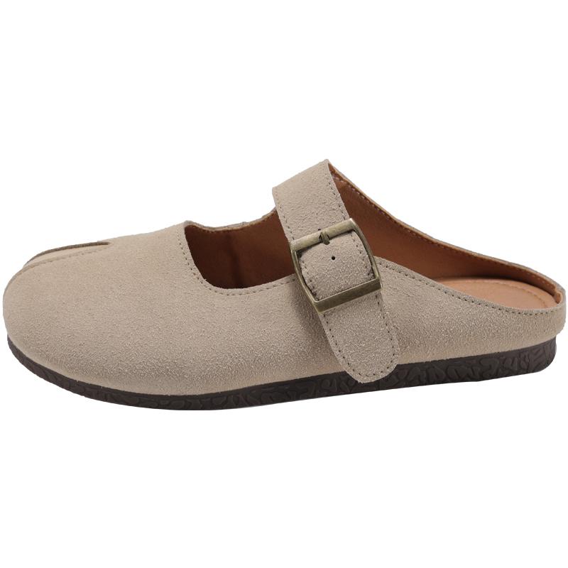 Shoes Woman  Slippers Casual Pantofle Cover Toe Luxury Rubber New Flat Retro Spring Fashion Slides Round Flat Shoes Female
