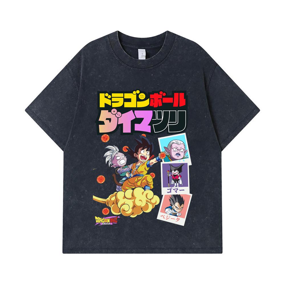 275 GSM Washed T-shirts 100% Cotton Dragon Ball V34 Daima Print Unisex Heavy Cotton T Shirt
