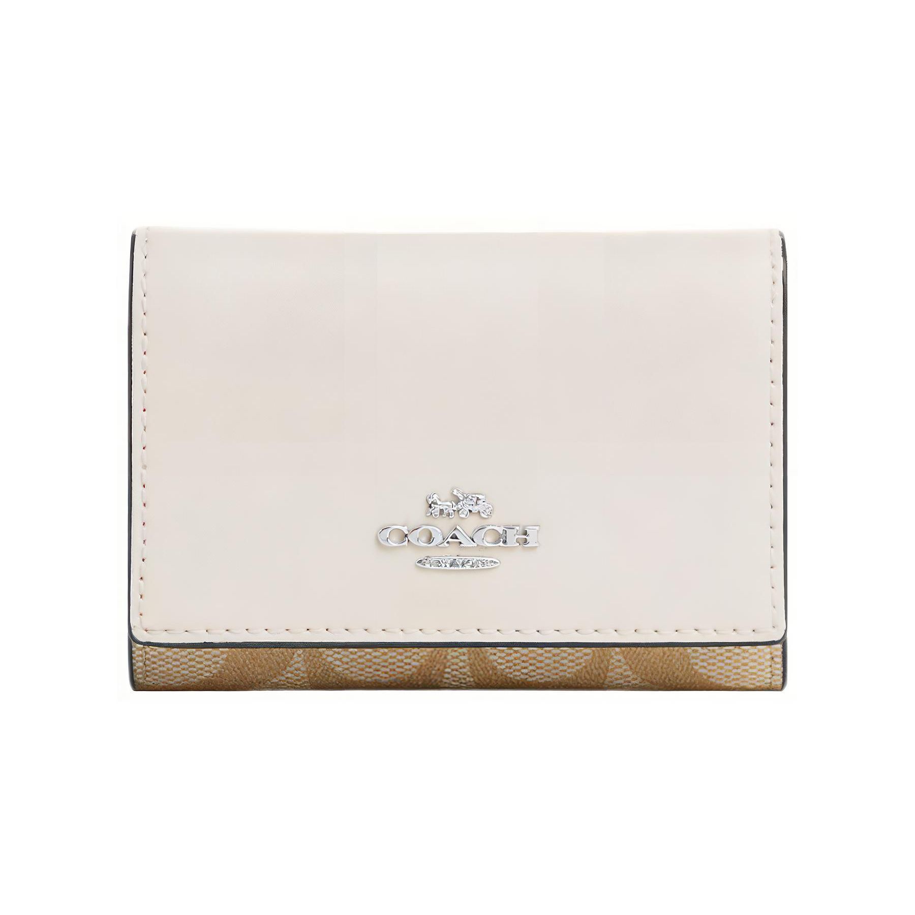 Coach Micro Wallet Classic Monogram Fold Over Snap Closure Women Wallet White CM761-SIGHA White