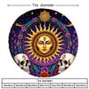 Golden Sun And Human Face Pattern Polyester Tire Cover | Vintage Style Car Tire Protector With Mandalas, Stars, Skulls, And Flor