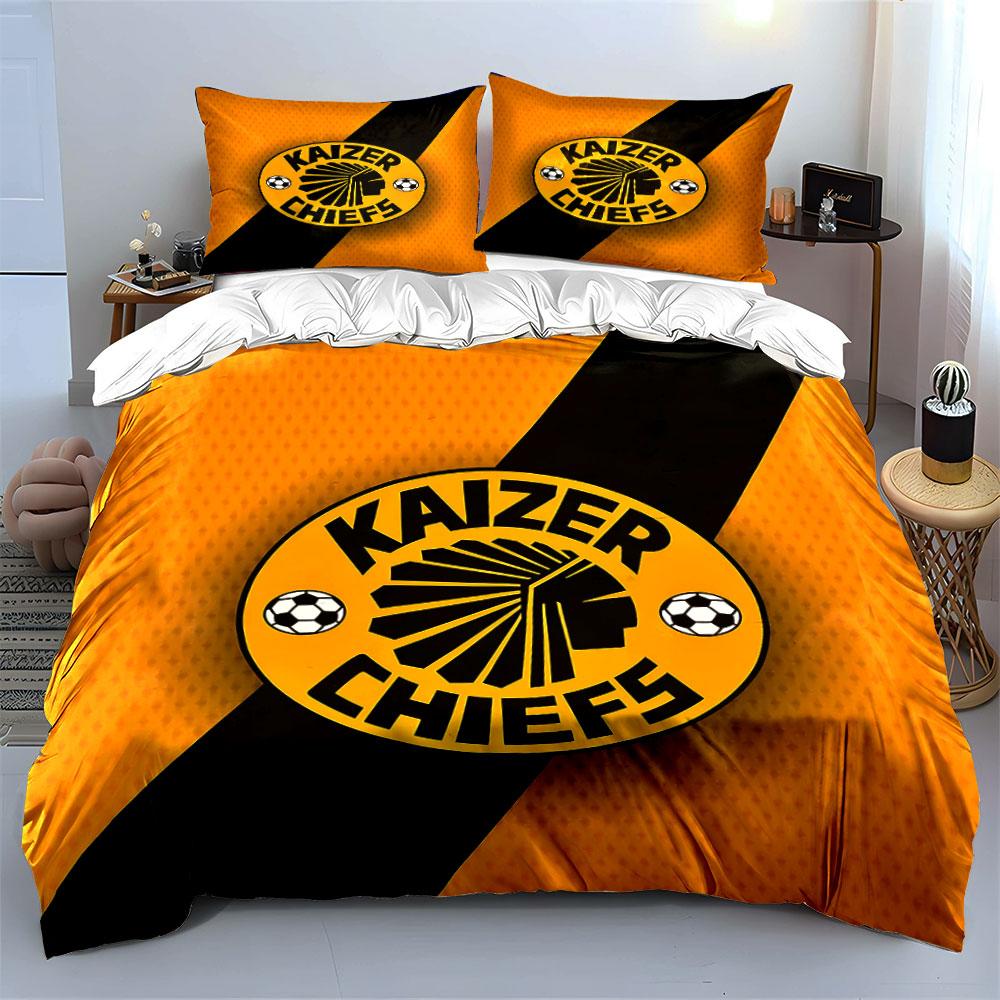 Yellow and Black Kaizer Chiefs Set Bedding Duvet Cover Set Duvet Cover Pillowcases  (1 * Duvet Cover 2 * Pillowcases, Without Duvet Insert)