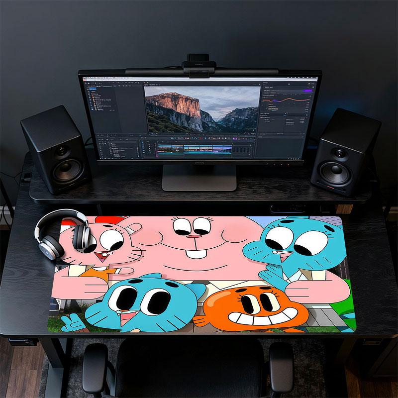 The Amazing World of Gumball Cartoon Art Mouse Pad, Large Gaming Desk Mat, Non-slip XXL Mousepad for Laptop & Tablet, Mini PC Playmat with Stitched Ed