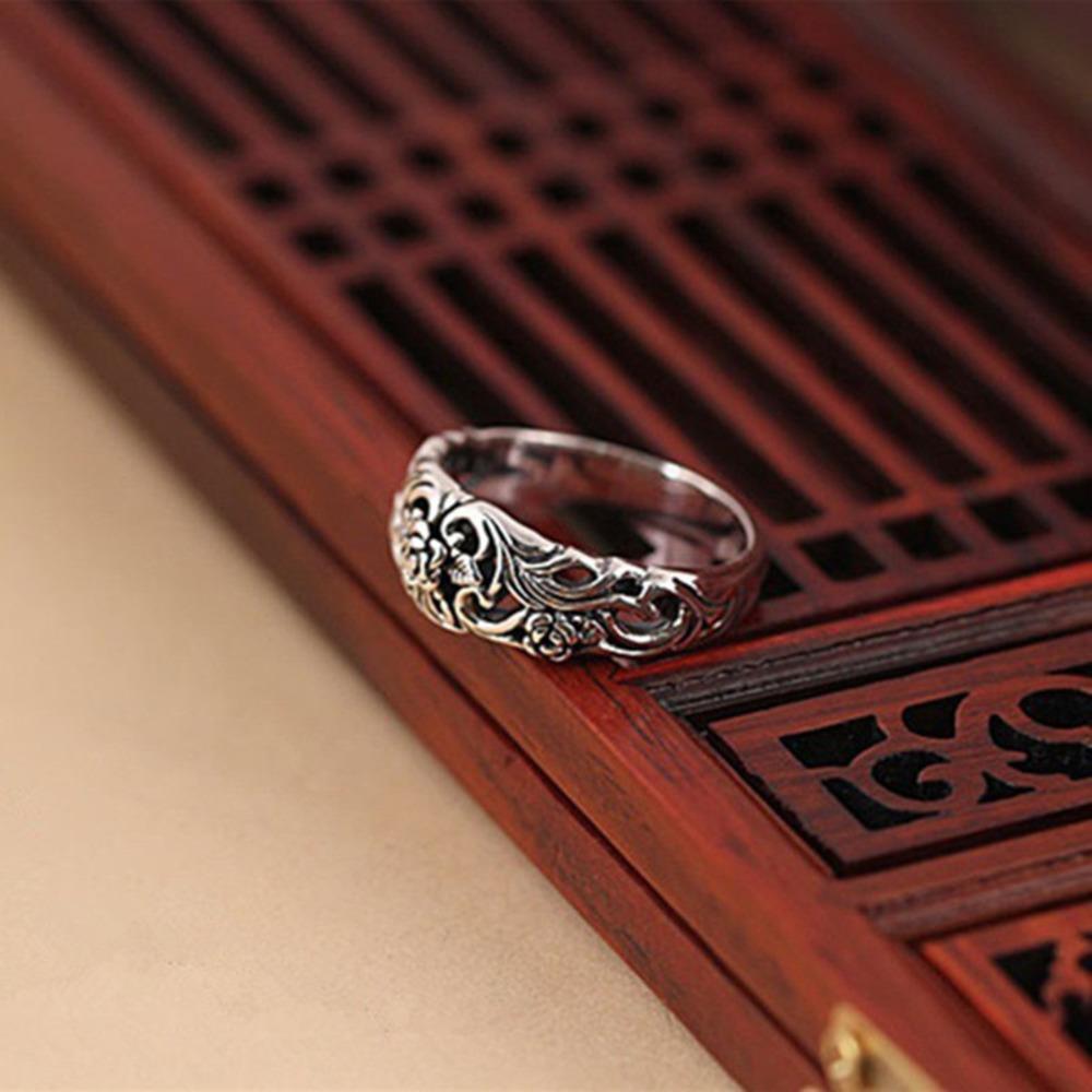 WOSIKATE Vintage Thai CopperRose Flower Ring For Women  CopperPlated Fashion Jewelry Valentine's Day Gift Hand Accessories