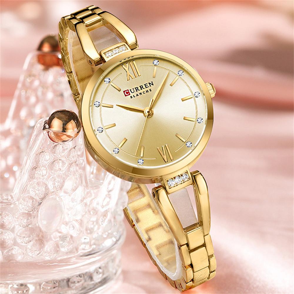 CURREN Women Watch Brand Luxury Casual Lady Girl Wristwatch Elegant Stainless Steel Bracelet Original Female Clock Clear 9092