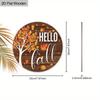 2D Flat Autumn Harvest Wooden Sign, Unique Hello Fall Decorative Plaque with Thanksgiving Theme, Ideal for Outdoor, Indoor, Home Decor