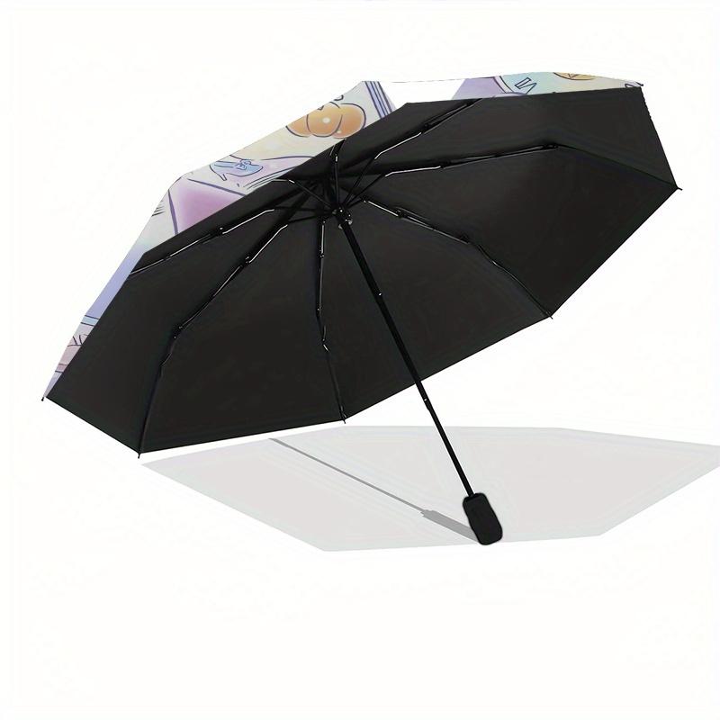 Kuromi,Fairy Tale Automatic Folding Umbrella-Simple 8-Rib Design, Bright Cartoon Pattern, Durable Iron Frame, Suitable For Travel, Outdoor,