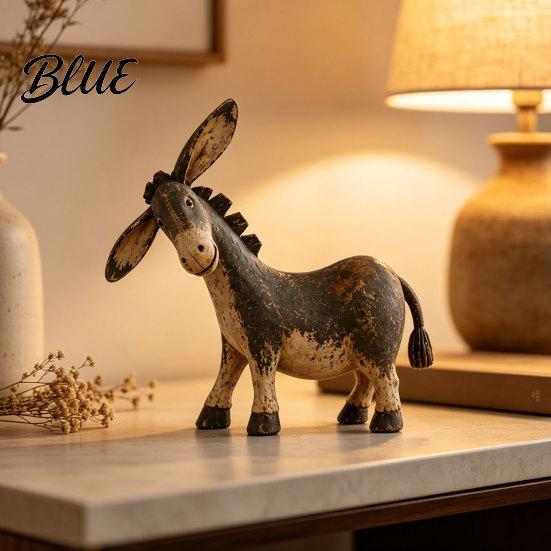 Rustic Shelf Accents Donkey Figurine Vintage Farm Style Animal Statue Whimsical Tilted Nostalgic Country Home Accessories Head Ornament for
