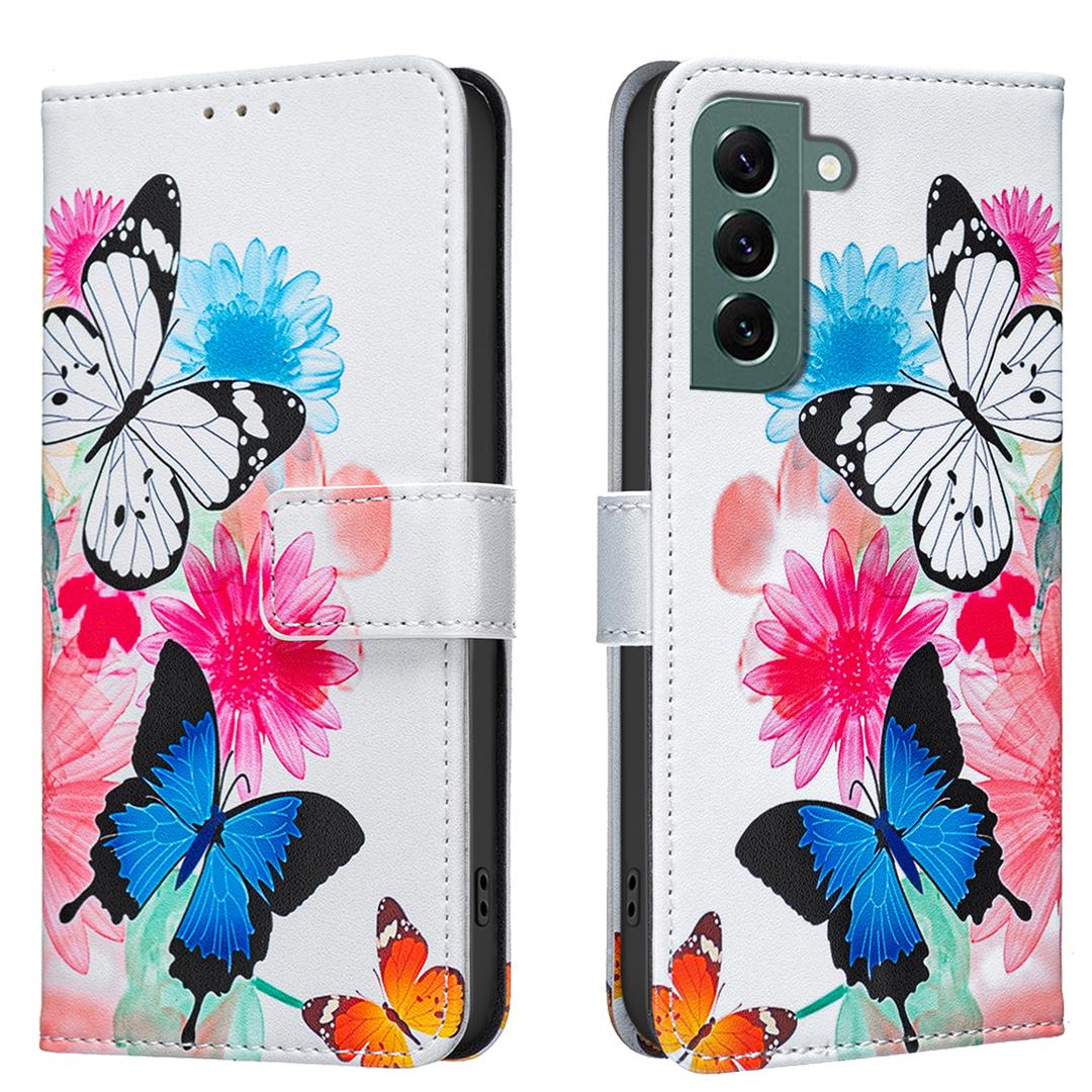 

For Samsung Galaxy S24+/Galaxy S25+ Case Wallet Stand Pattern Printing Phone Leather Cover Two Butterflies