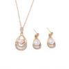 Elegant Teardrop Pearl Jewelry Set: Necklace & Stud Earrings for Bridal Wear