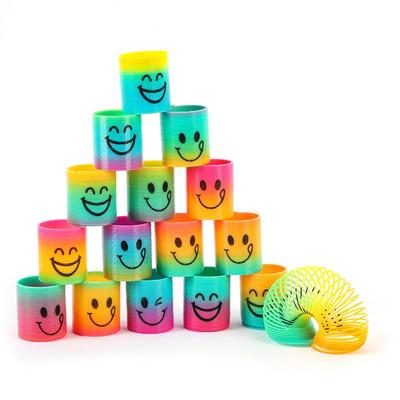 Mini Rainbow Smiley Face Slinky for Kids - Nostalgic & Colorful Educational Toy (3.0x3.5cm)
