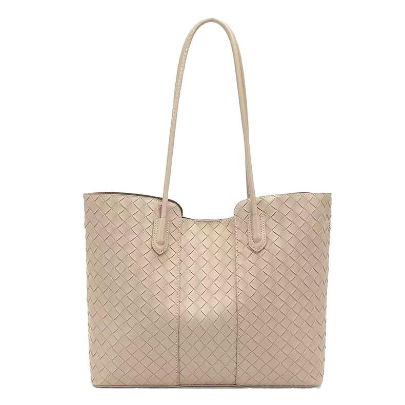 Women s Woven Tote Bag 2025: Large Capacity Fashion Shoulder Handbag for Casual Commute абрикосовый
