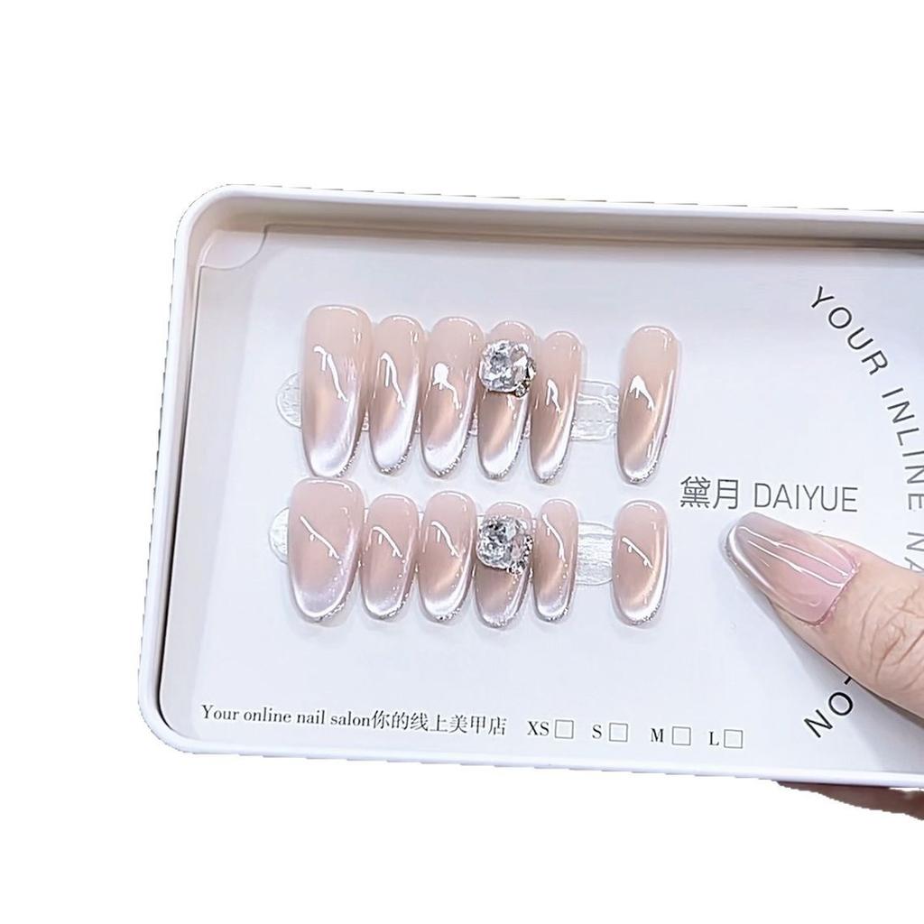 Handmade 12 Pieces of Armor-wearing Spring and Summer New Style, High-end Temperament, Long Cat-eye Nail Art Stickers