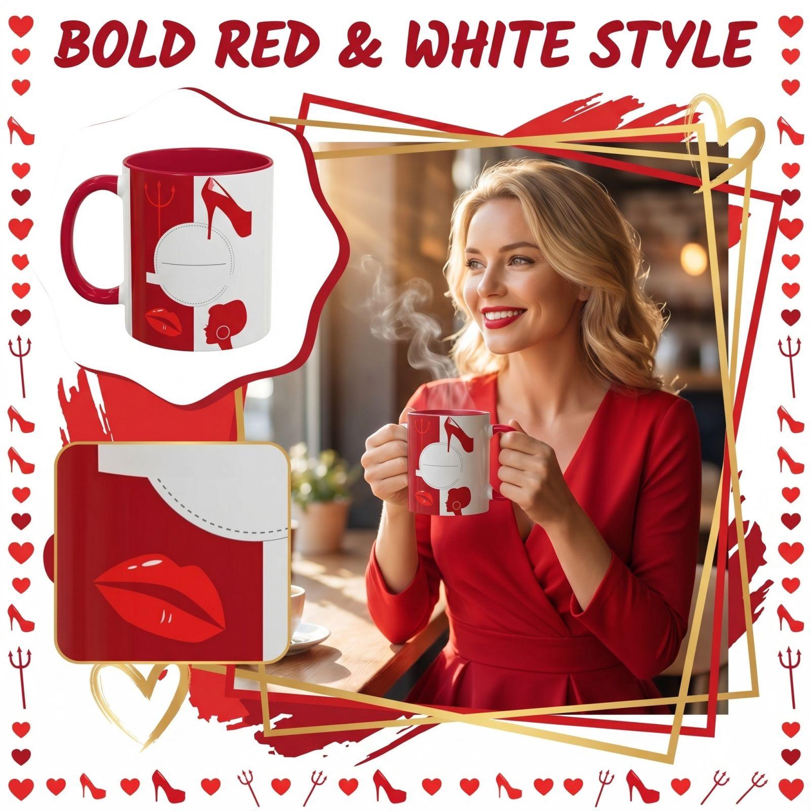 

Red & Fashion Silhouette Ceramic Coffee Mug, 11oz Stylish Design Tea Cup, Split-Color Mug For & Home Use One Size