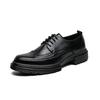Black Men's Small Leather Shoes British Pointed Head Carved Men's Shoes Lace-up Dress Business Casual Shoes