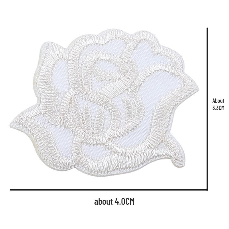 Self-Adhesive Small Embroidered Rose Patch - Fabric Jacket Label & Journal Decoration