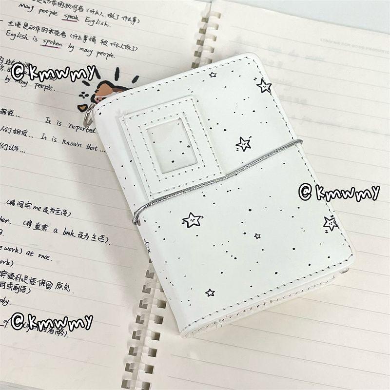 Star M5 White Leather Binder Notebook Journal Diary Portable Pocket Photo Album Idol Photo Collect Book