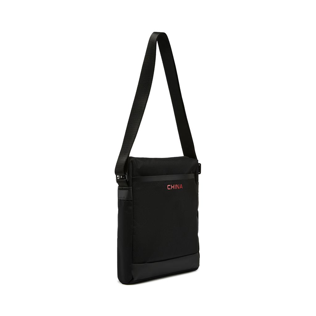 Li Ning Honor Gold Logo | Polyester Crossbody Bags Regular Unisex Black ABDW285-1