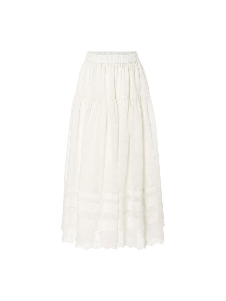 Sinseuden Erna Embroidered Long Skirt