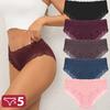 5PCS Cotton Panties Women Floral Lace Briefs Seamless Sexy Lingerie Low Rise Elastic Underpants Female Breathable Soft