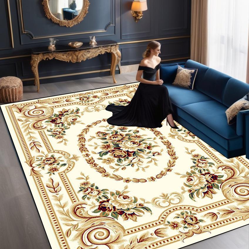 Europäische Luxusteppiche für Wohnzimmer Große Größe Dekorationsteppich Hotelhalle Weiche Matte Schlafzimmer Lounge Rutschfester Teppich Tapis Salon