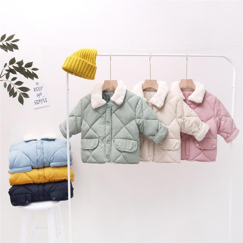 Vestiti imbottiti in cotone sciolto per bambini Giacca corta imbottita in cotone scozzese a quadri per bambini Cappotto con colletto in lana calda extra spessa per ragazzi e ragazze